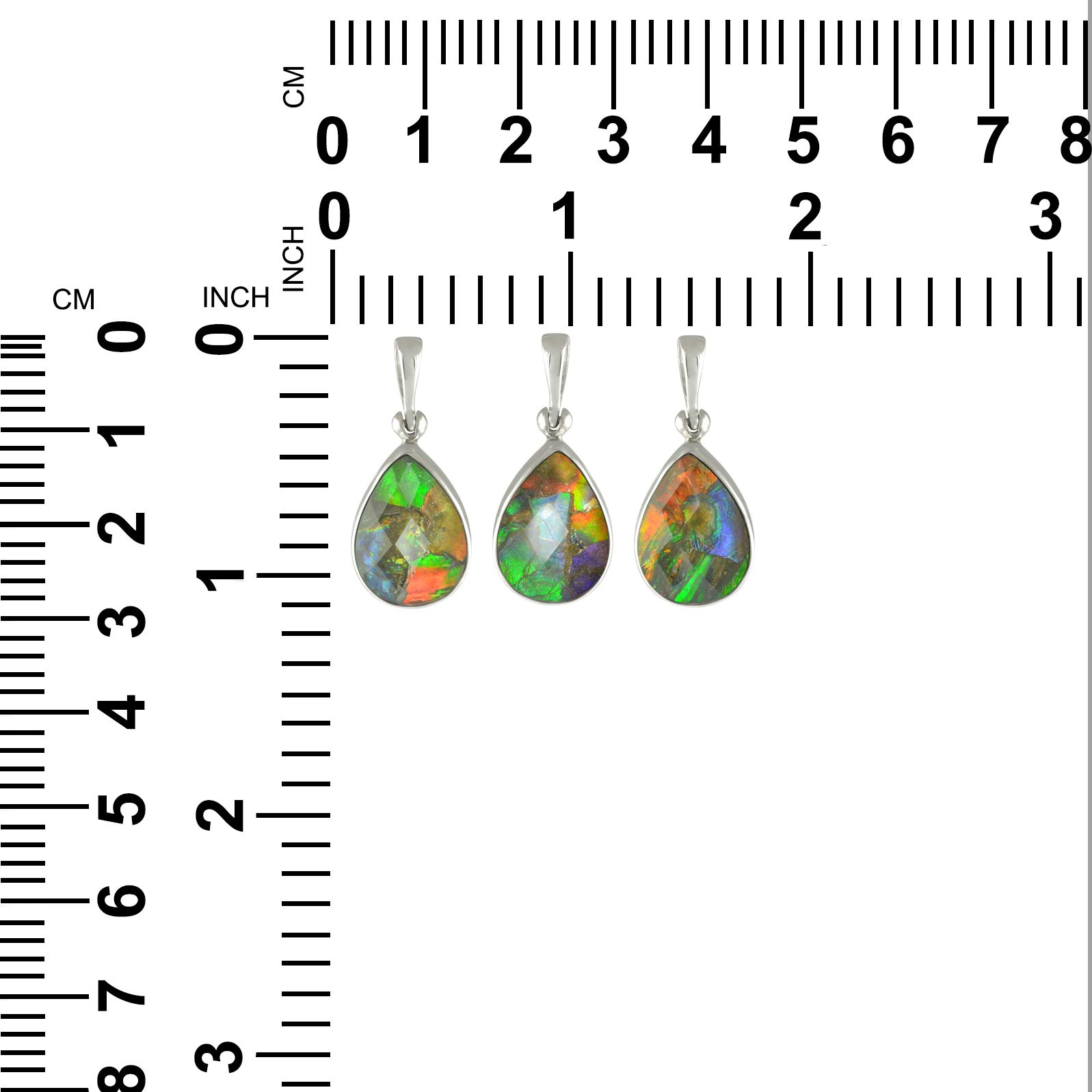 Starborn Ammolit mit Bergkristall facettiert 30x14mm 925 Sterling Silber Tropfen Anhänger