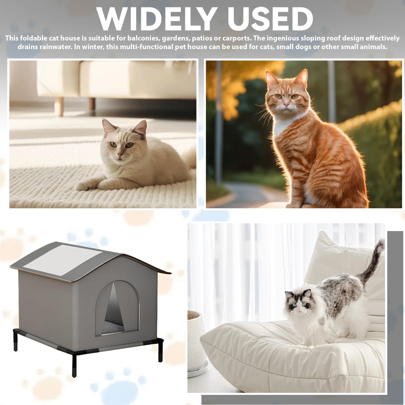 Casa per Gatti Impermeabile per Esterno a Prova di Inverno - Tenda per Animali con Base Eleva e Isolamento - Tenda Protetta dal Tempo per Gatti Randagi e Piccoli Animali, 33 x 33 x 33 cm