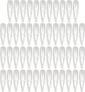 50 Pack Bulk 3.15 Inch 8 CM Snap Metal Hair Clips Barrettes Silver Hairpins Clips Thin Fine Bang Hair Holder Crafting Base Clips DIY Accessories for Women Girl Kids