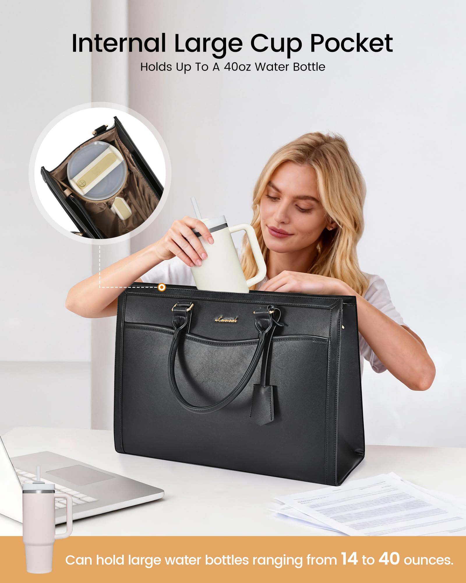 LOVEVOOK Borsa tote per laptop da donna, borsa da lavoro per ufficio adatta per laptop da 15,6 pollici, borsa per insegnanti di grande capacità