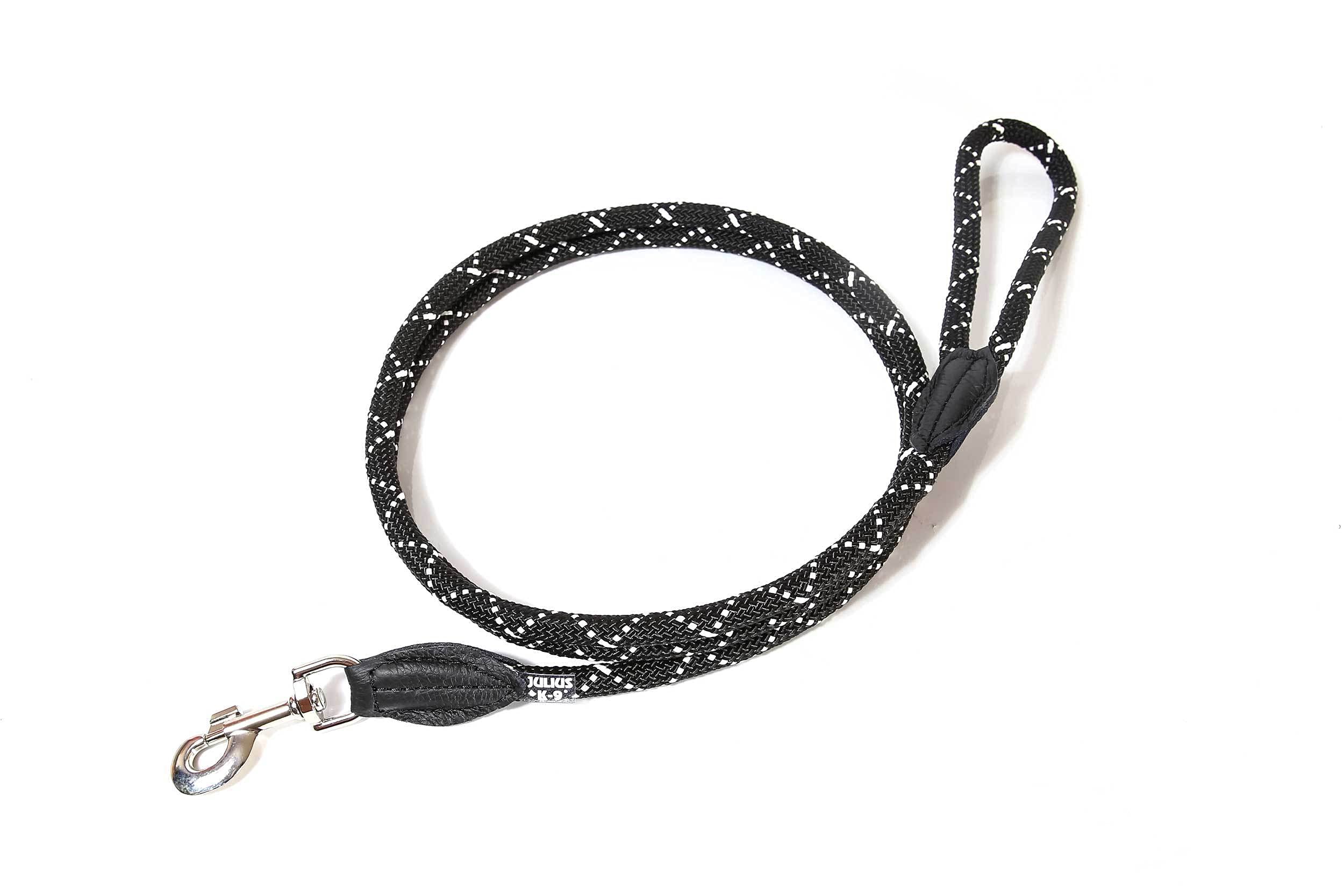 Julius-​K9 Laisse IDC en corde de nylon résistante, 12 mm x 1,​2 m, Noir fluorescent