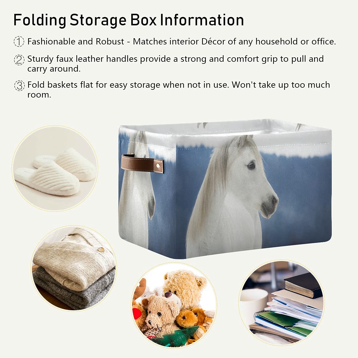 2 Cesti Portaoggetti Pieghevoli A Cubo Con Manici - Stampa Marmo Bianco 3D, In Tela Resistente - 38x28x24 Cm Per Cameretta, Bagno, Cucina E Armadio