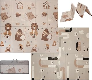 VeloVendo® Faltbare XPE Baby XXL Spielmatte - Schadstoffreie Krabbeldecke (XPE Grey Lions)