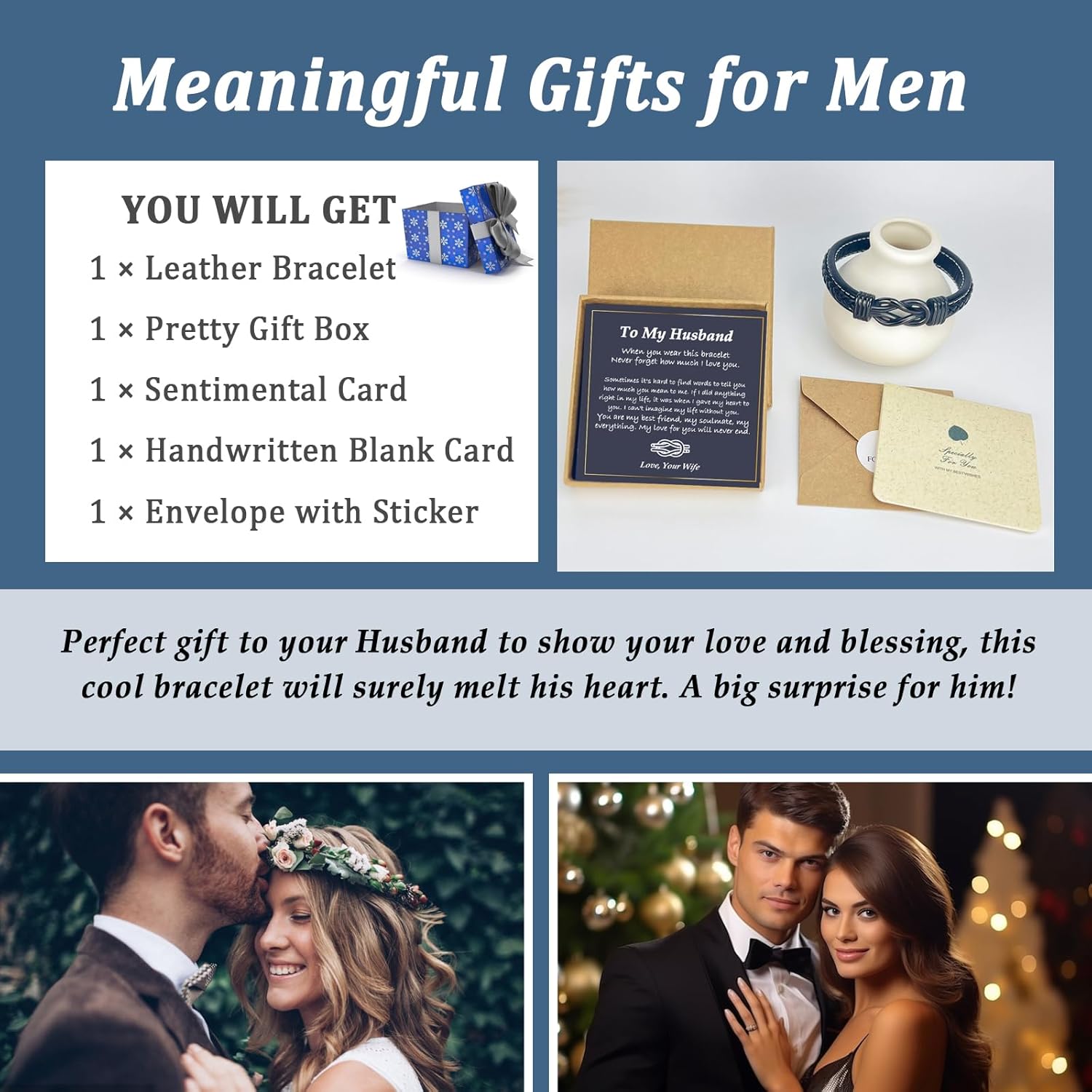 YBISNAIRE Gifts for Men Infinity Leather Bracelet for Dad New Daddy Husband Boyfriend Son Grandson Brother Nephew Uncle Black Braided Engraved Leather Jewelry Gifts for Fathers Day Birthday Christmas - Image 6