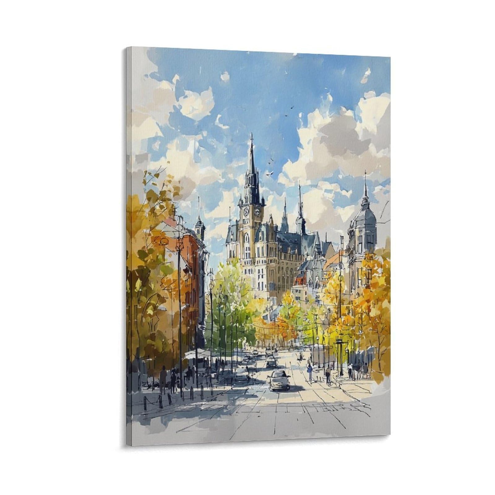 XWYMXZ Montreal Canada 24x36inch(60x90cm) Vintage Travel Poster Watercolor Canvas Art