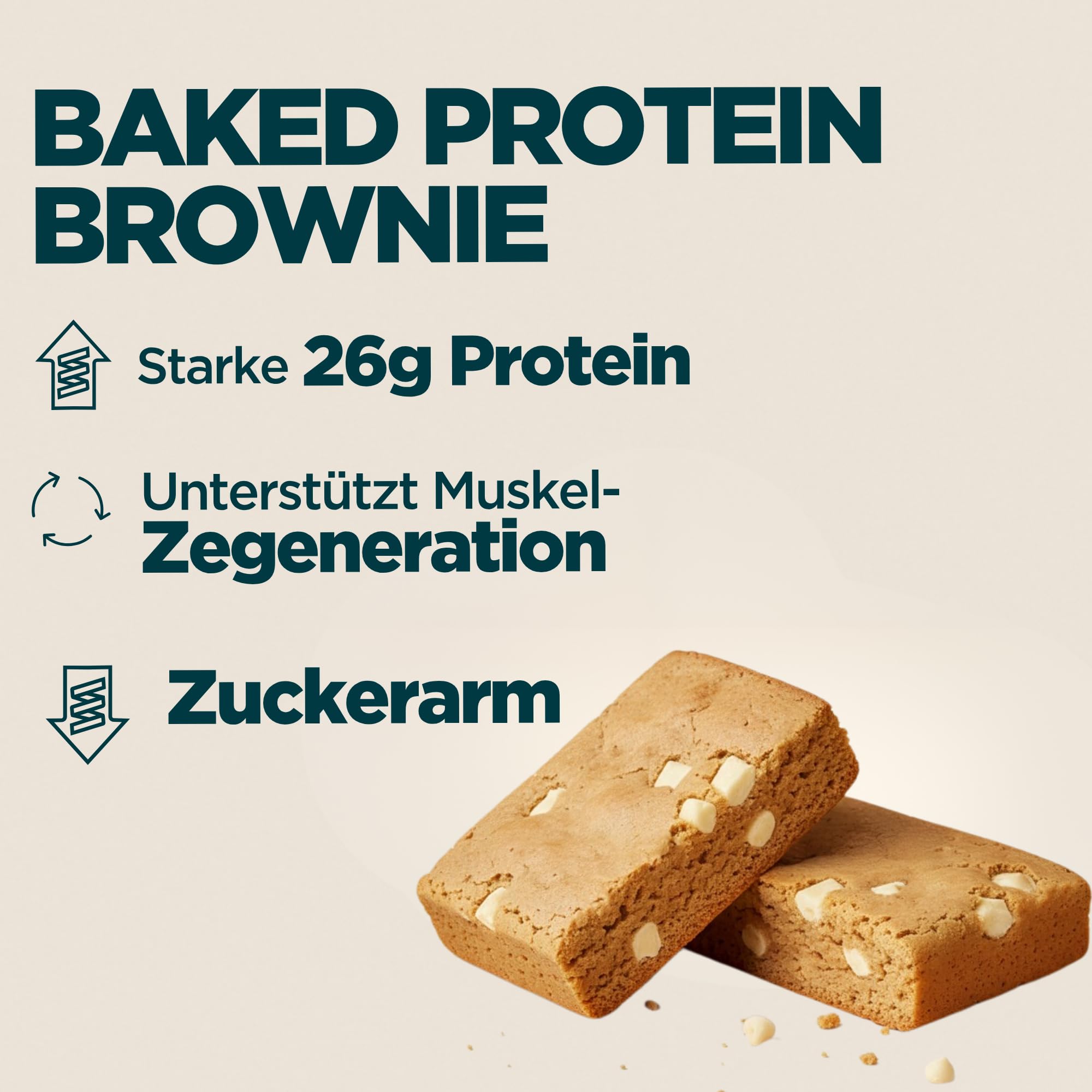 Myprotein Baked Protein Brownie | Weiße Chocolate Chunk – 12 x 75 g | 26 g Protein pro Brownie | Zuckerarm | Mit echtem Kakaopulver | Praktischer, proteinreicher Snack