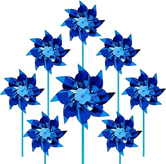 100 Pcs Pinwheels, Toy Wind Spinners and Party Favors Gifts for Kids, Outdoor Decorational Pinwheels for Yard and Garden (Dark Blue)