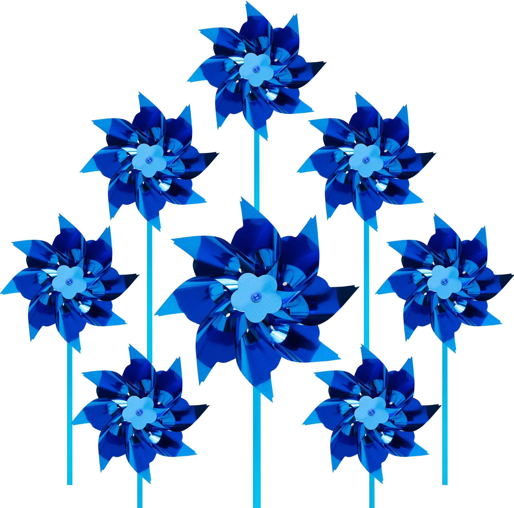 100 Pcs Pinwheels, Toy Wind Spinners and Party Favors Gifts for Kids, Outdoor Decorational Pinwheels for Yard and Garden (Blue Color)