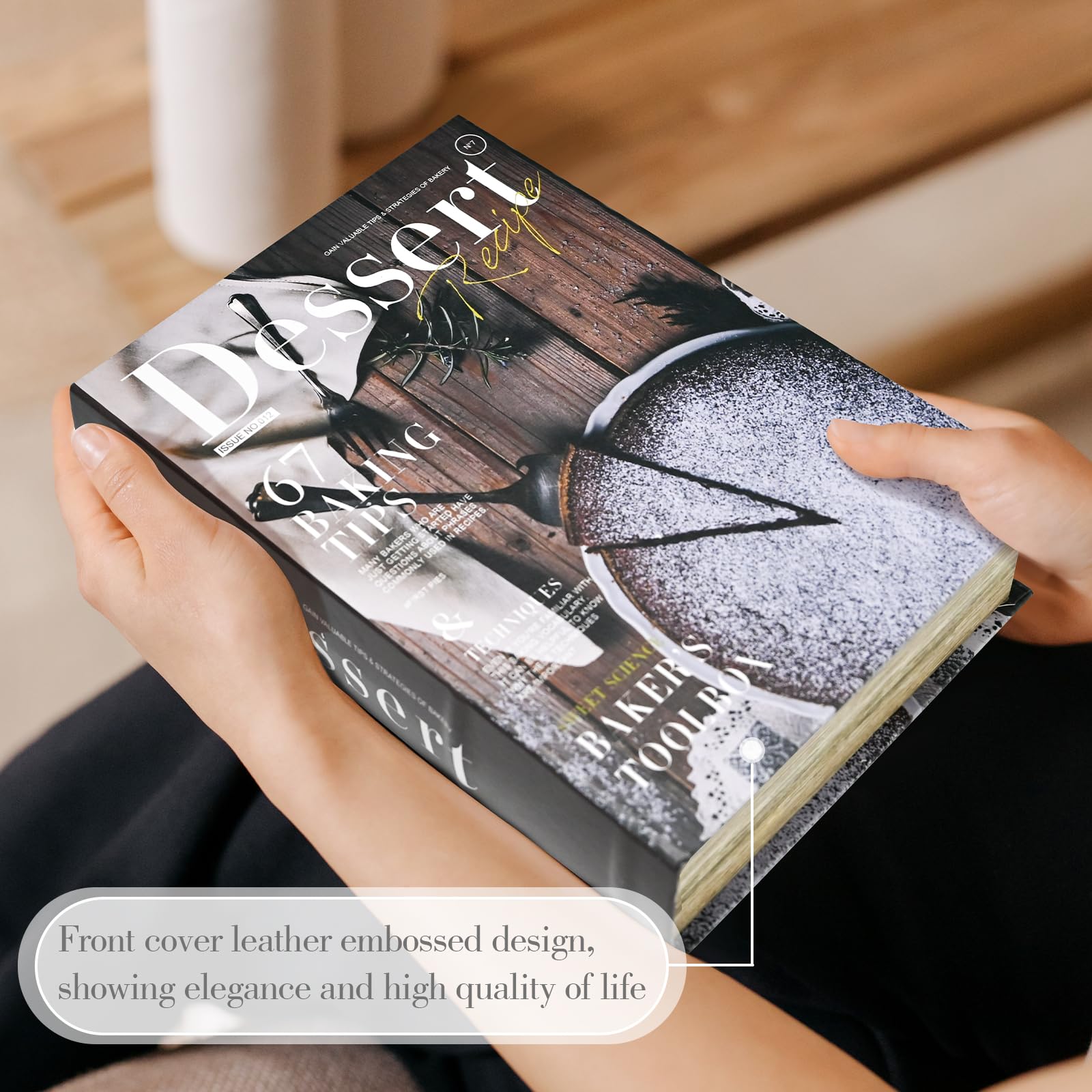 Premium Leather Book Shaped Box Decorative Storage with Embossed Design, Secret Safe for Valuables,Remote Control Holder Decorative Vintage Pattern Large Size Box: Brown magazine