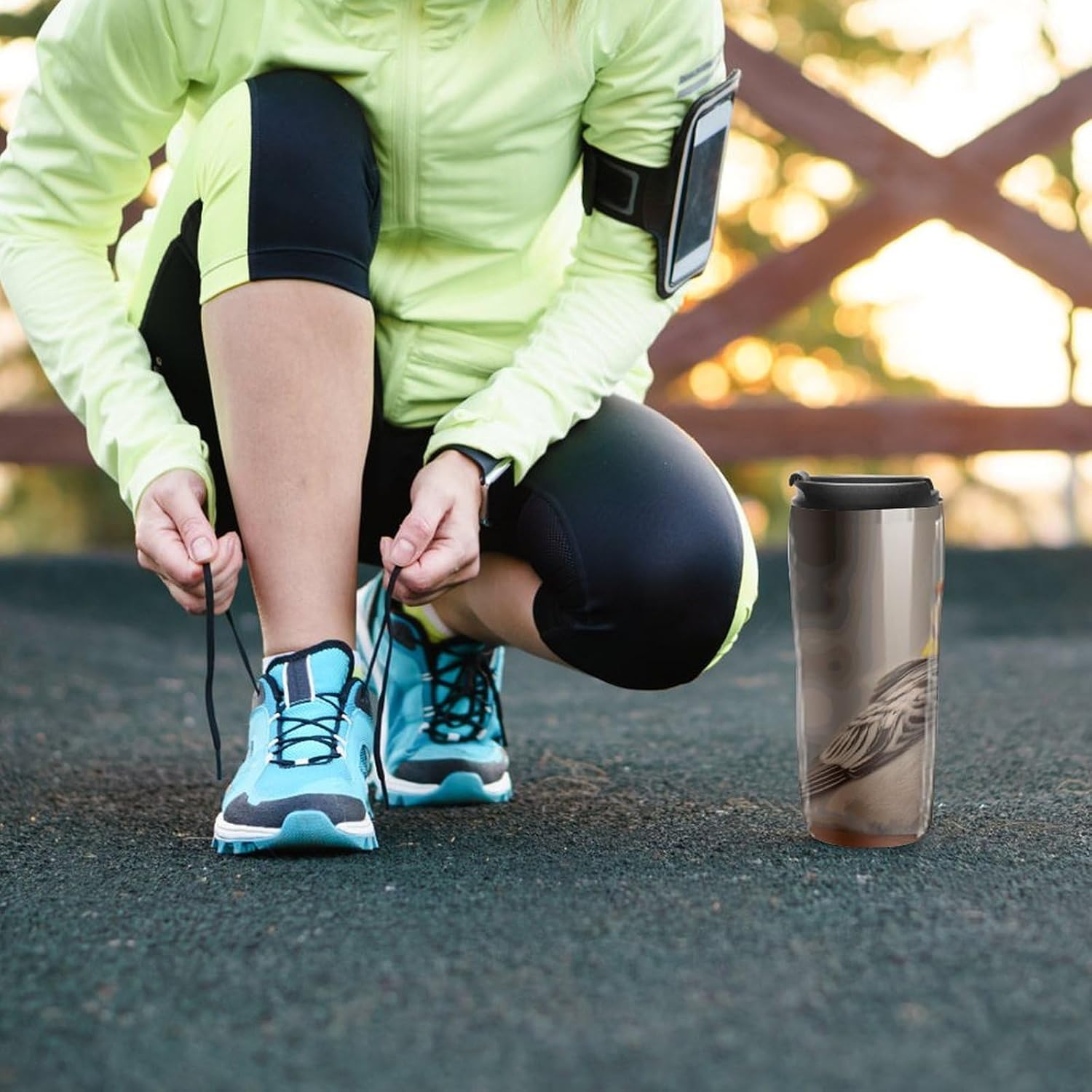 Cute Cockatiel Coffee Cup Reusable Portable Water Bottle with Double-Walled Plastic,Coffee Mug for Hot & Cold Drinks, Cup Holder Friendly 350ml