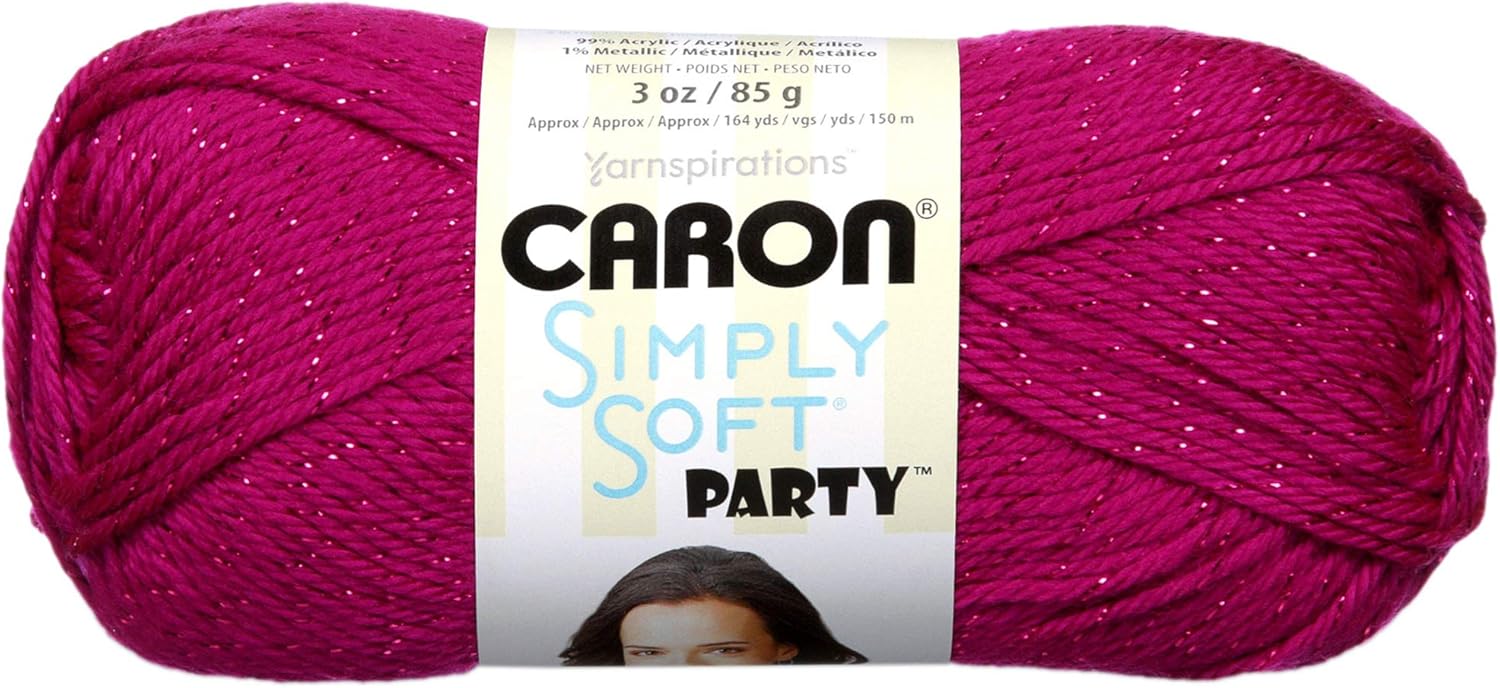 Caron Simply Soft Party Yarn (3-Pack) Fuchsia Sparkle H97PAR-2