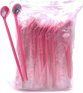 100pcs Disposable Dental Exam Mouth Mirrors Oral Dental Mirror Plastic Dental Instrument (Pink)