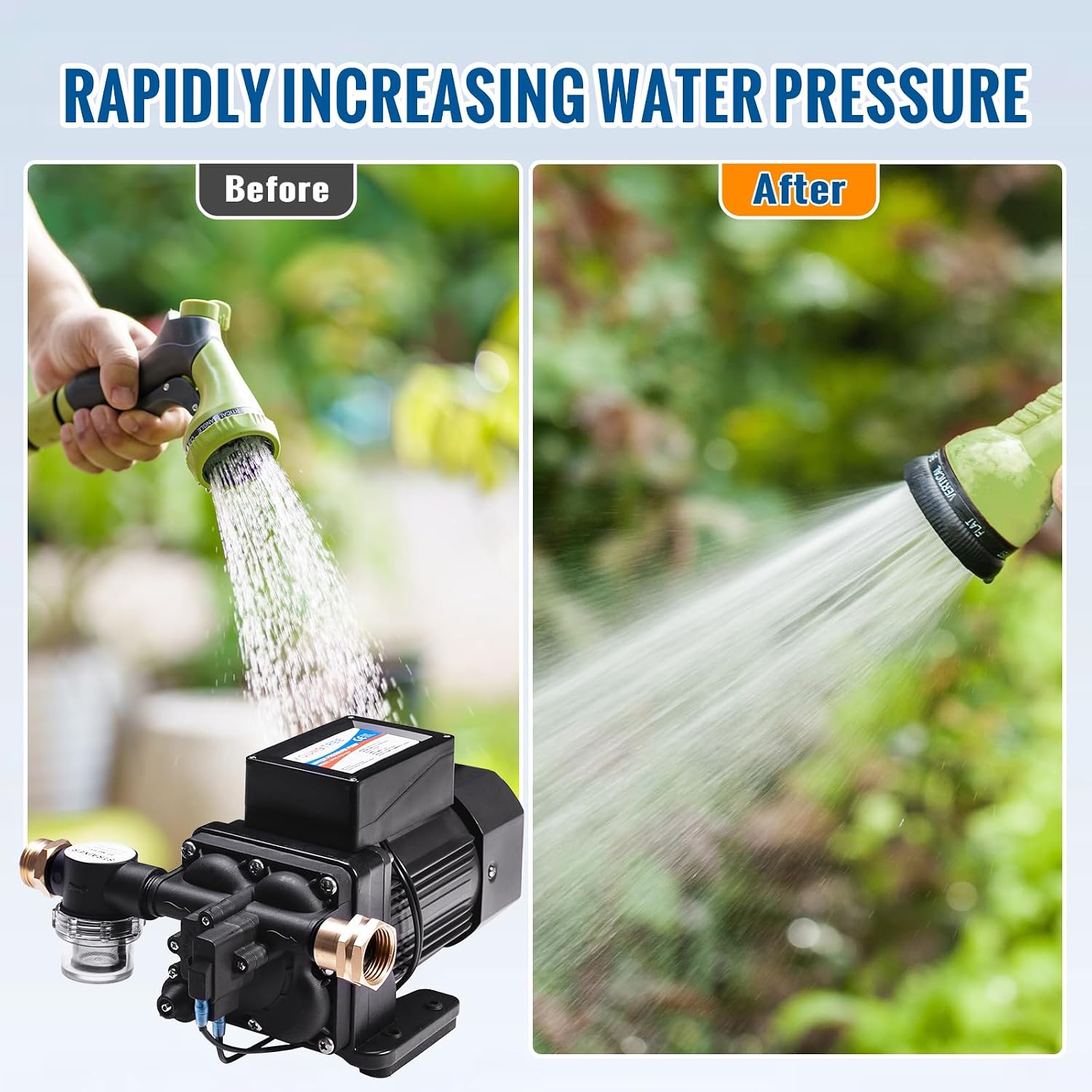 YOUNGTREE Brushless 110V Water Pressure Transfer Pump Continuous Duty 6.0GPM 55PSI On Demand Fresh Water Diaphragm Pump 110 Volt AC for Irrigation Garden Home Pool Car Washing Rain Barrel Industry