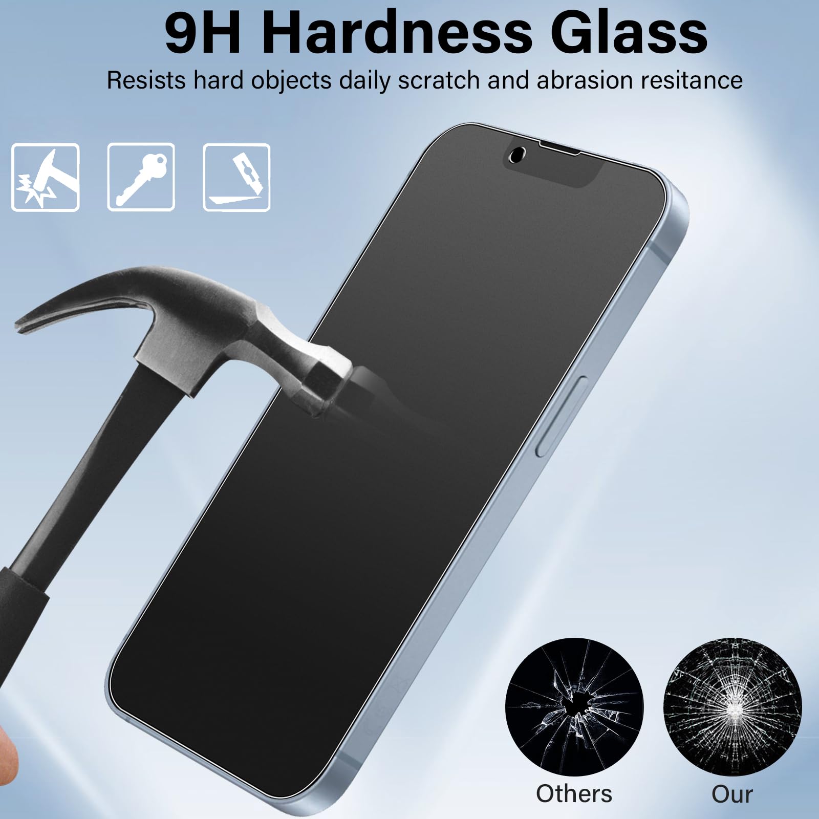 QULLOO Mat Anti Espion Verre Trempé Pour IPhone 17, [2+2 Pièces] Matt