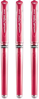 uni-ball Signo Pen Broad Metallic Gel Ink Rollerball - Metal 1mm Tip Nib 0.65mm Line Width With Rubber Grip - UM-153 - (Pack Of 3) - Red