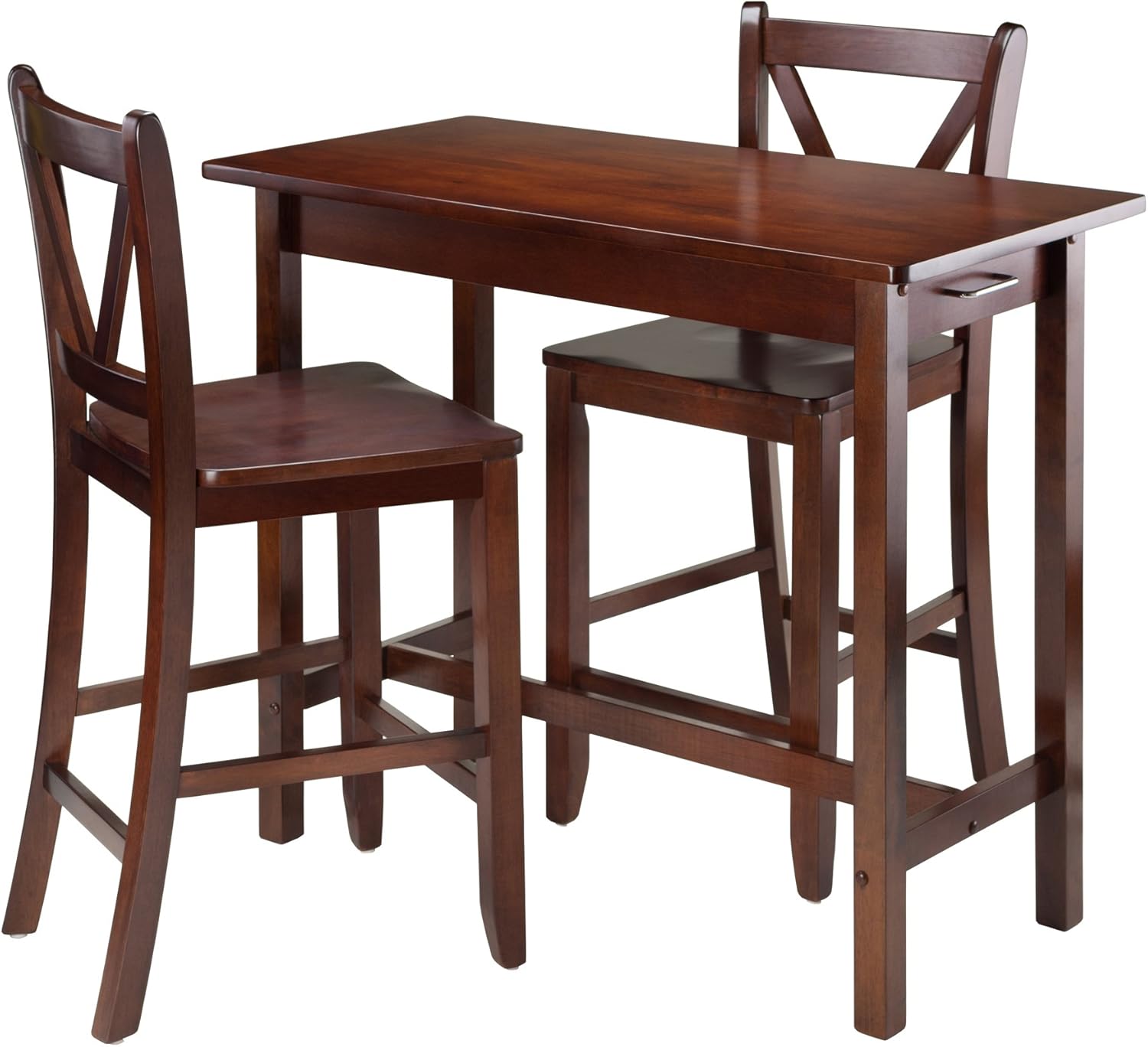 Winsome Wood Sally 3-Pc Breakfast Table Set with 2 V-Back Stool