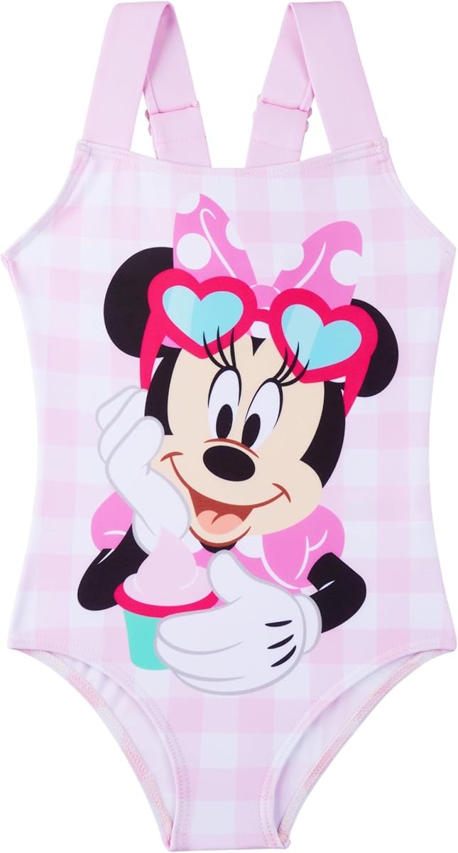 Peppa Pig | Disney Minnie Mouse Girls Swimsuit, One Piece Toddler Bathing Suit with Adjustable Straps Beach Outfits