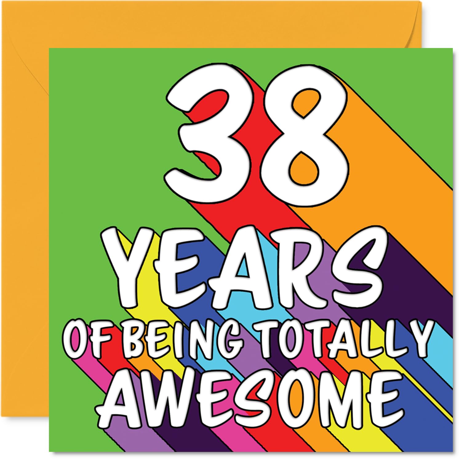38th Birthday Cards for Men Women - Rainbow Awesome - Happy Birthday Card for 38 Year Old Man Woman Uncle Son Daughter Niece, 145mm Bday Greeting Cards