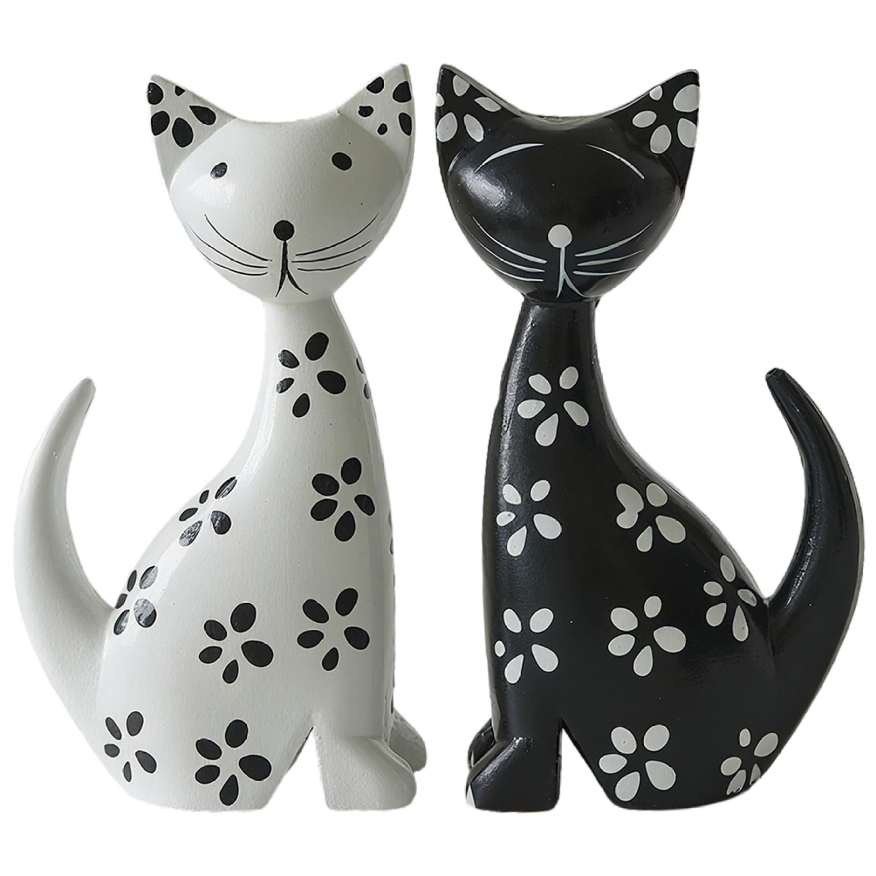 AwnsIMfreien Cat Statue Figurines, Couple Cat Statue Wooden Figurines 6.7 Inch, Minimalist Decor for Shelf Desk, Home Decor