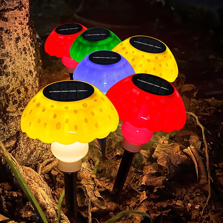 Immagine del prodotto ZWOOS Luci Solari da Esterno Giardino, 4 Pezzi Fungo Lampade Solari, IP65 Impermeabile Luci Energia Solare per Giardino, Balcone, 4 Colori