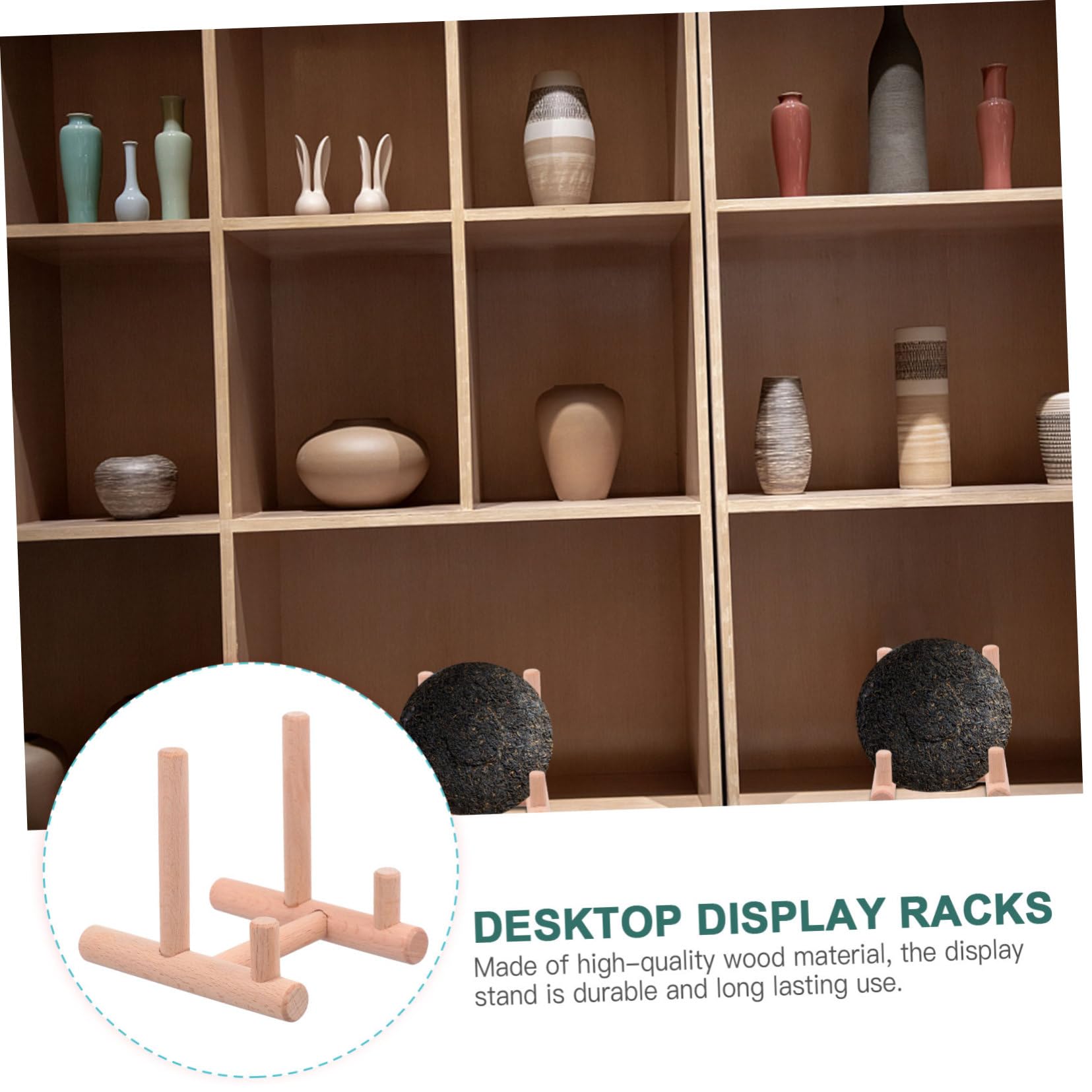 ULDIGI 2Pcs Wooden Desktop Display Racks for Tea Cakes and Plates Dish Storage Stands Lightweight and Stable Design for Home Decoration and Organization