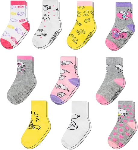 Accessory Supply Peanuts - Calcetines de agarre para niños, calcetines de Snoopy para niños pequeños con pinzas, calcetines antideslizantes para