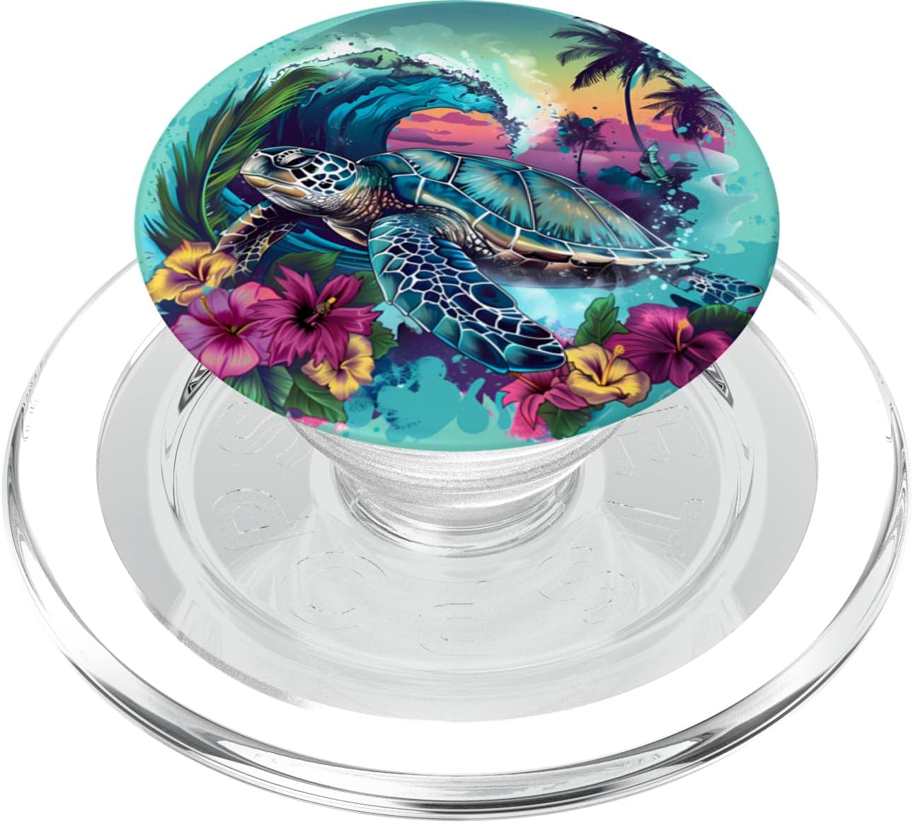 Sea Turtle Floral Artwork Sea Ocean Animal Marine Mammal PopSockets PopGrip for MagSafe