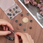 1 boîte 30Pcs Perles en pierre de grand trou 10mm Gemme Rondelle Perle en vrac indien Agate cristal plat rond naturel en pierre Perles d'espacement pour perles Bracelets Bijoux faisant colliers Accessoires de cheveux