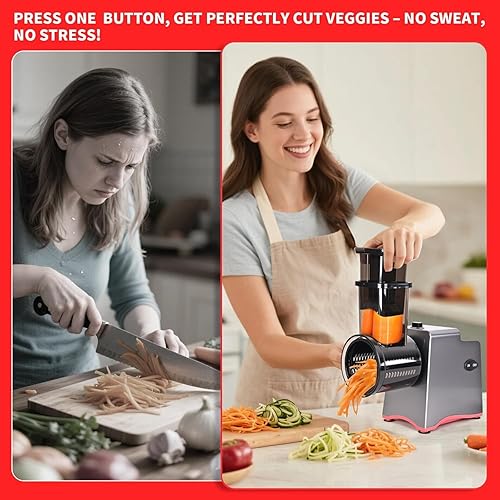 Miniatura 3 de Rallador eléctrico de queso, rallador de queso eléctrico 7 en 1 para queso de bloque, trituradora eléctrica de 250 W, rallador eléctrico automático,