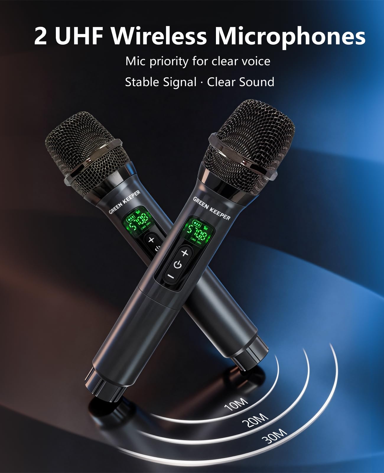 GKD61 Cassa Karaoke con 2 Microfoni UHF Wireless, Cassa Bluetooth Portatile da 400W di Potenza di Picco, Subwoofer da 6,5", Sistema Karaoke Professionale, Supporto USB/TF/AUX, Ideale per Grandi Feste