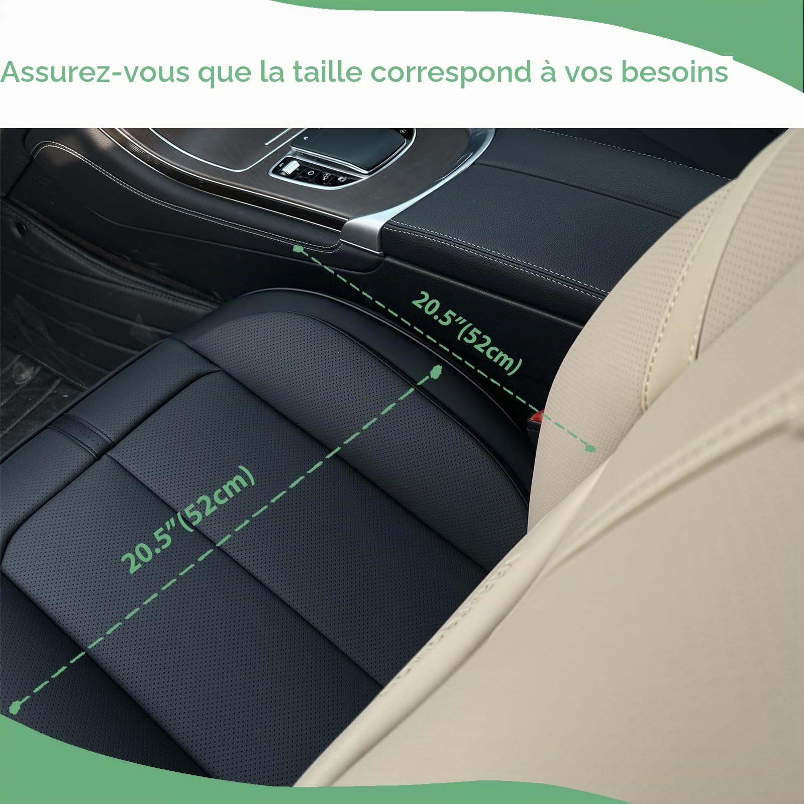 2 Pack Couverture De Siège Avant en Cuir Uniquement pour Le Bas, Coussin De Siège Rembourré Antidérapant, Protège-Siège Universel Adapté À La Plupart des Voitures, SUV, Camionnettes (Noir)