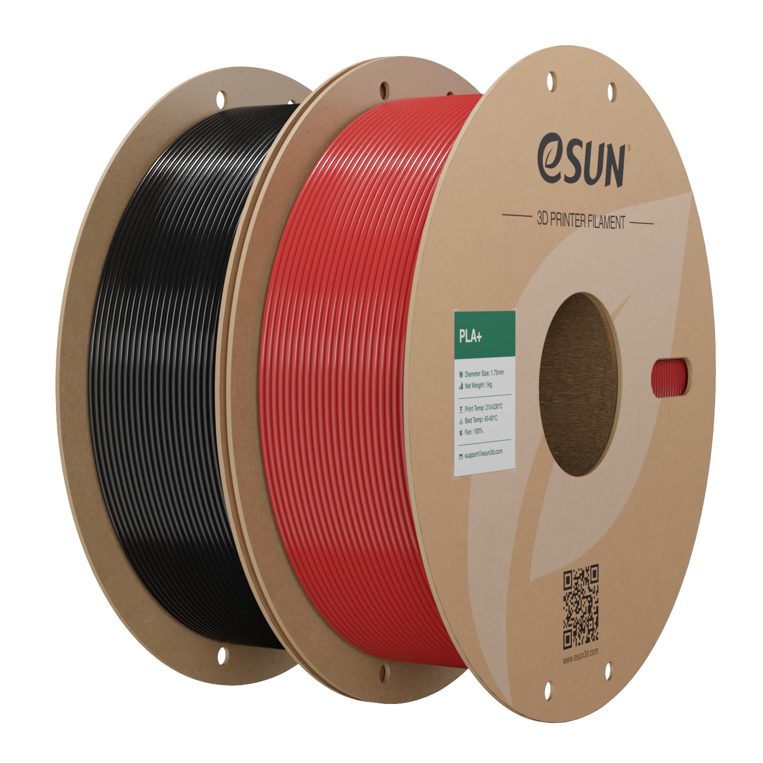 eSUN Filamento PLA+ 1.75mm, Filamento 3D PLA Plus 2kg Rosso Fuoco & Nero | Migliore tenacità e precisione +/- 0,03 mm. Più resistente del PLA standard. Ottima adesione per stampante 3D.