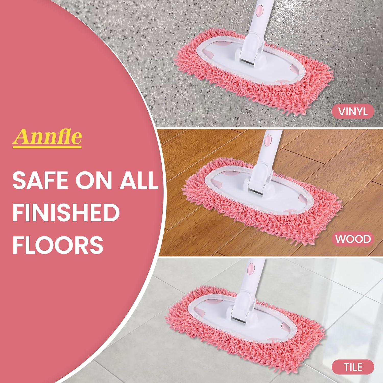 Wet Dry Sweeper Mop with 4 Washable Microfiber Pads