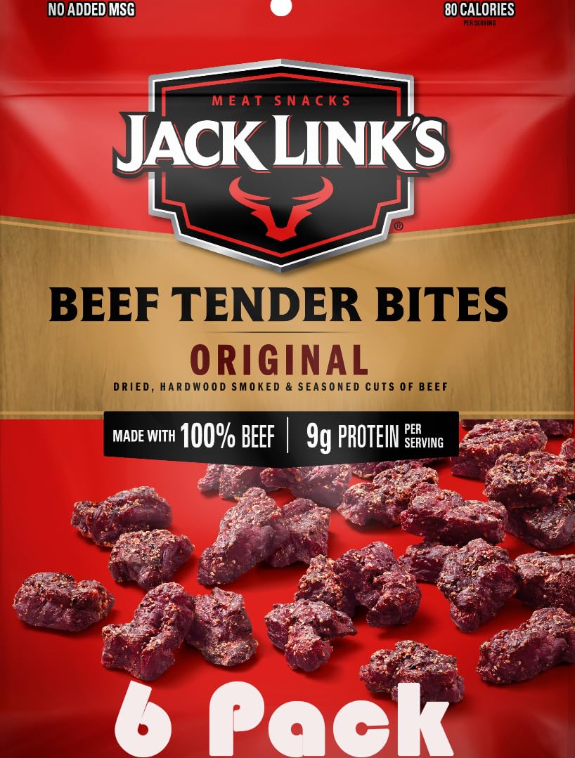 Original Beef Tender Bites Snack Pack – 6 Count [1 oz Each], High-Protein, Low-Fat, On-the-Go Snack, Bundled by SUPERDEALS with Bonus Mystery Gift