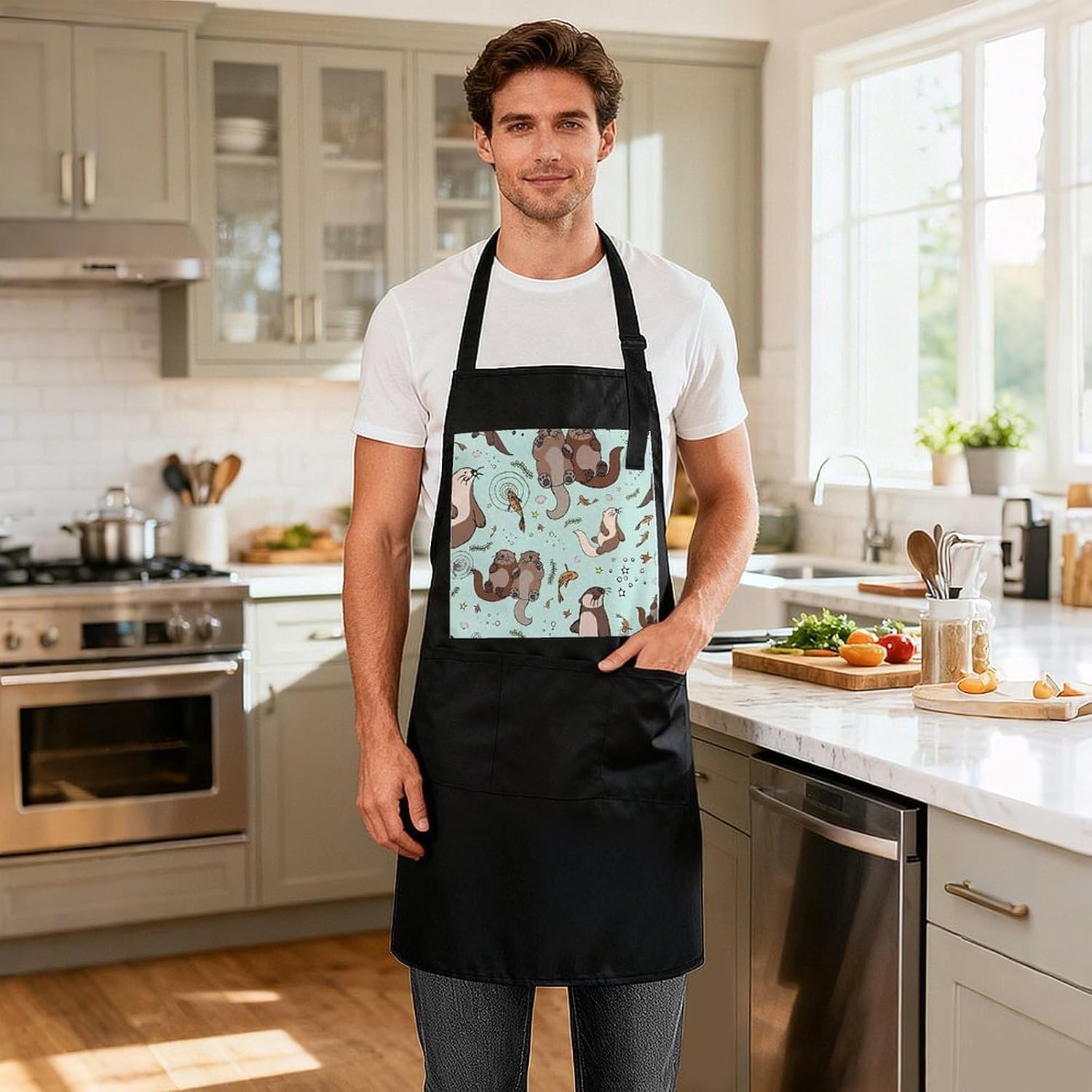 Cartoon Cute OtterWaterproof Kitchen Apron image 4