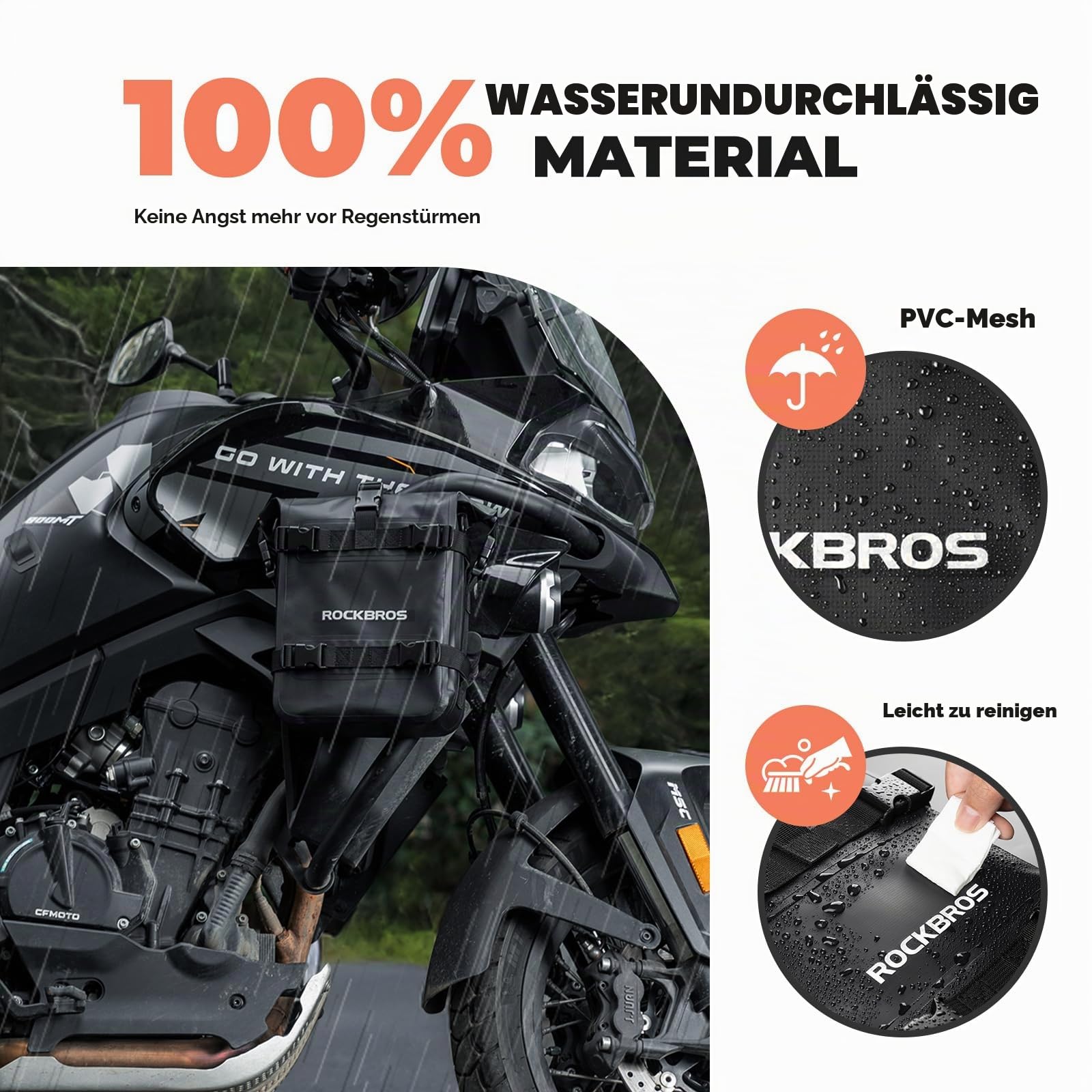 ROCKBROS Seitentasche Motorrad 100% Wasserdicht, 5L, mit Schultergurt