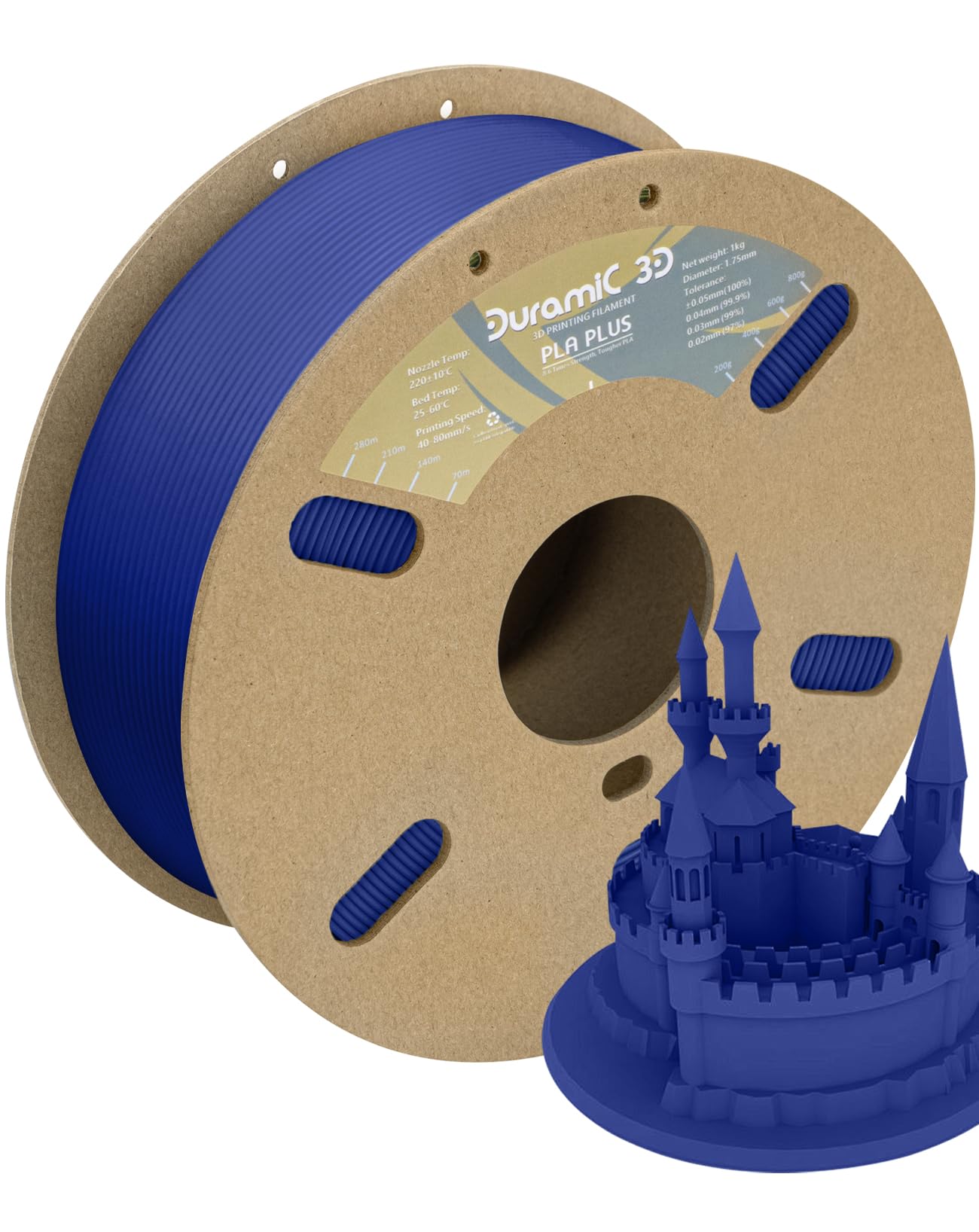 DURAMIC 3D PLA Plus Filament 1.75mm Blue Tougher and Stronger Dimensional Accuracy Probability +/- 0.02mm