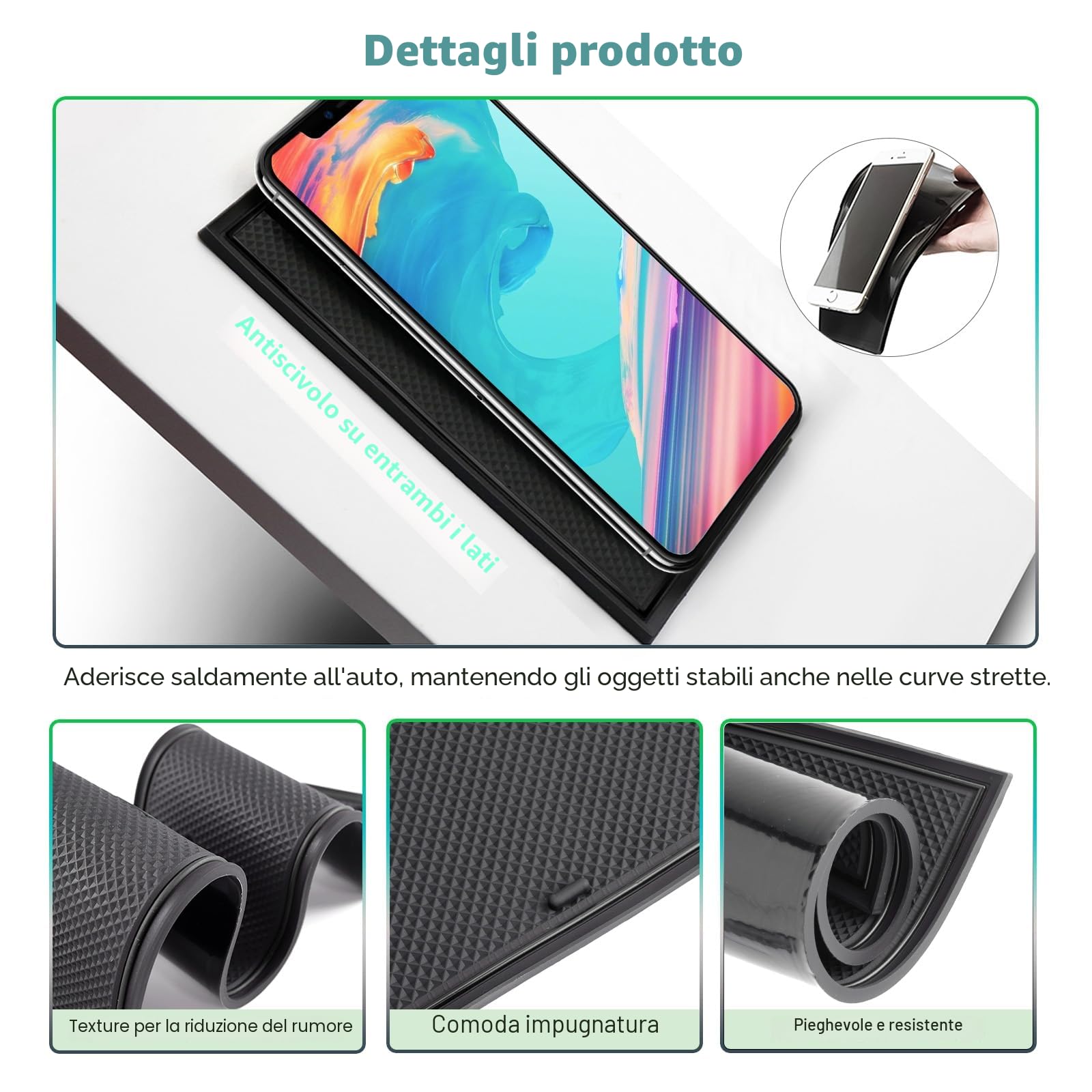GAFAT Nuova Peugeot 208 e-208/ Peugeot 2008 e-2008 GT Line 2020-2024 2025 Tappetini Antiscivolo, Tappetini in Gomma per Portaoggetti Bracciolo, Portabicchieri, Scanalatura Porta (Nero)