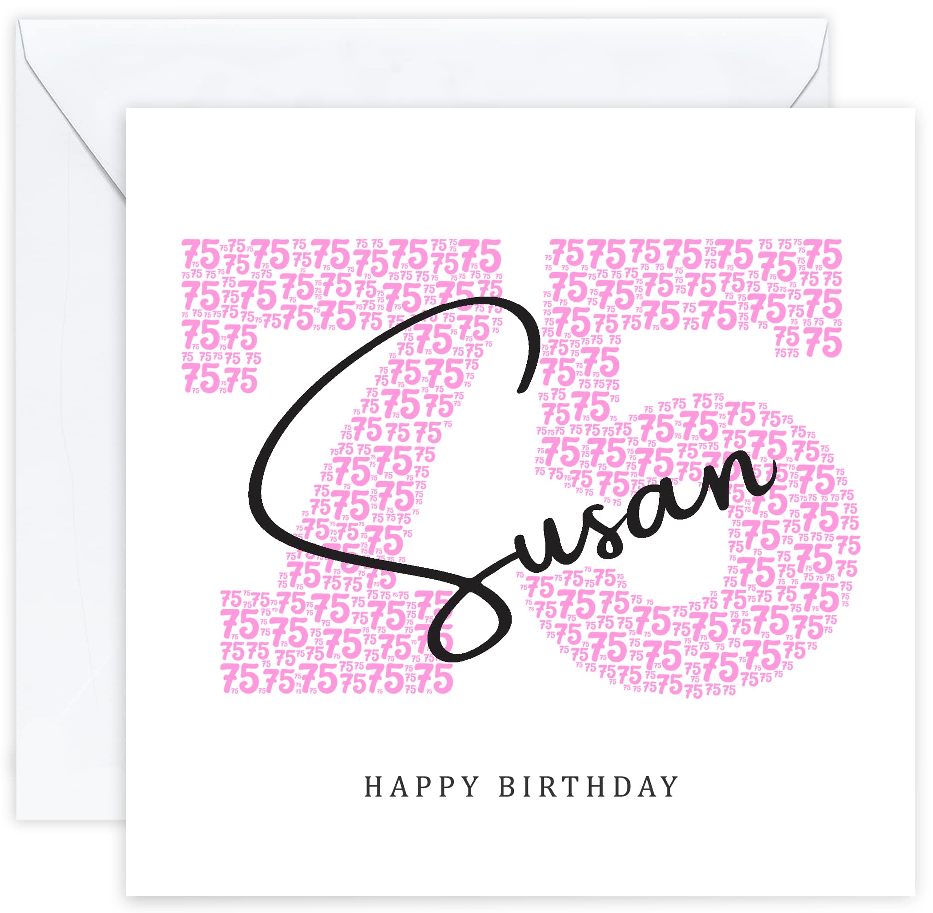 Personalised 75th Birthday Card - Seventy Fifth Birthday Card for Seventy Five 75 Year Old Women Mum Wife Gran Grandmother Nan Mother Aunt Sister Her Woman (Age 75)