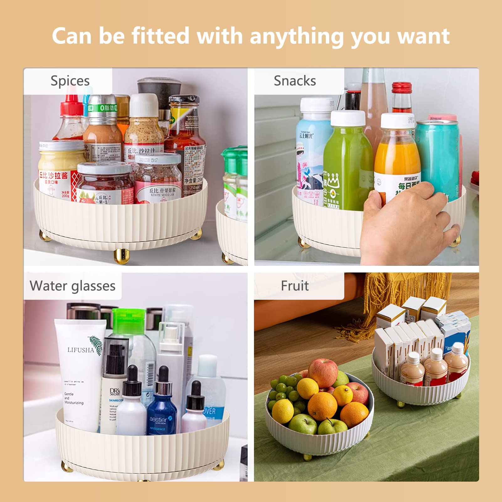 Organizer Girevole Per Spezie - 2 Livelli, 23 Cm Di Diametro, Per Cucina, Dispensa O Frigorifero - Foto 10