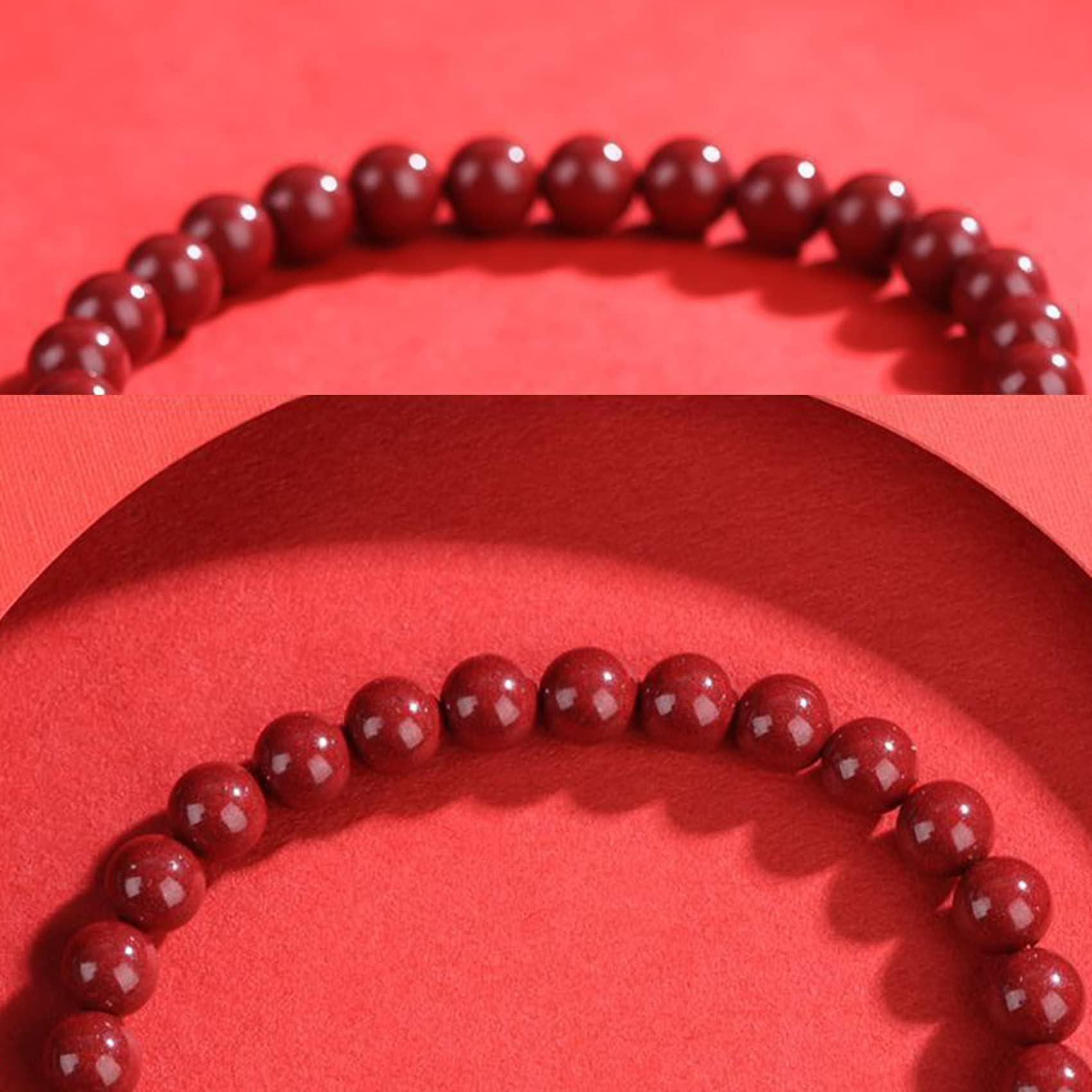 Natürliches Edelsteinarmband, kristall natürlicher hoher Zinnoberspiegel für glückliche -Tiere Charme Gleichgewicht Rot Armband Reichtum Amulett anziehen Geld Wohlstand Glück, Schwein