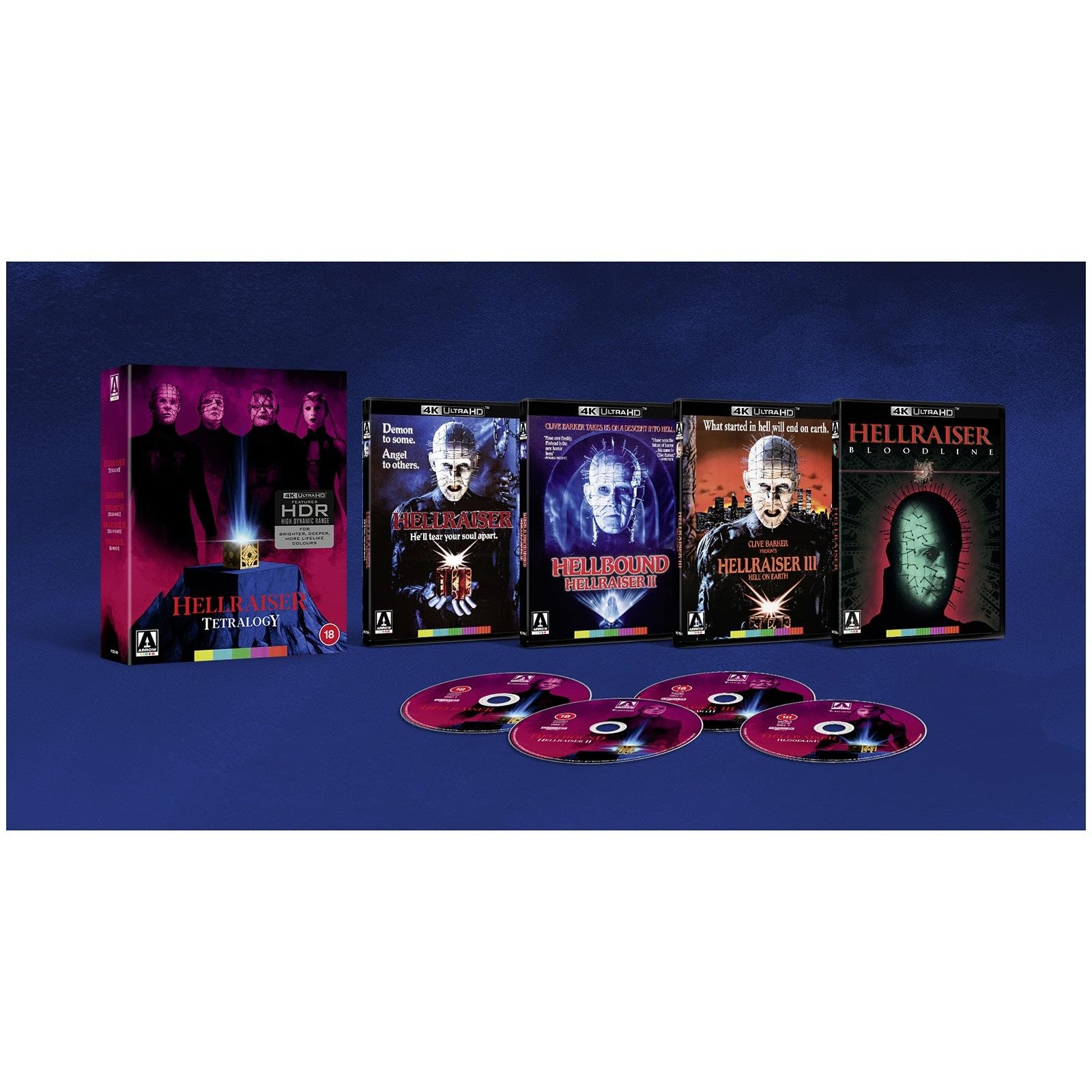 Hellraiser Tetralogy 4K - 4-Disc Box Set ( Hellraiser / Hellbound: Hellraiser II / Hellraiser III: Hell on Earth / Hellraiser: Bloodline ) [ Origine UK, Nessuna Lingua Italiana ] (Blu-Ray)