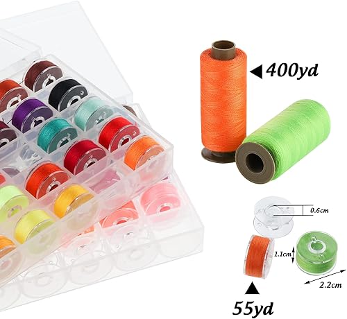 Miniatura 2 de ilauke 95 bobinas de hilo de coser, 400 yardas por hilo de coser, carretes de poliéster con funda, suministros de costura de 45 colores, bobina