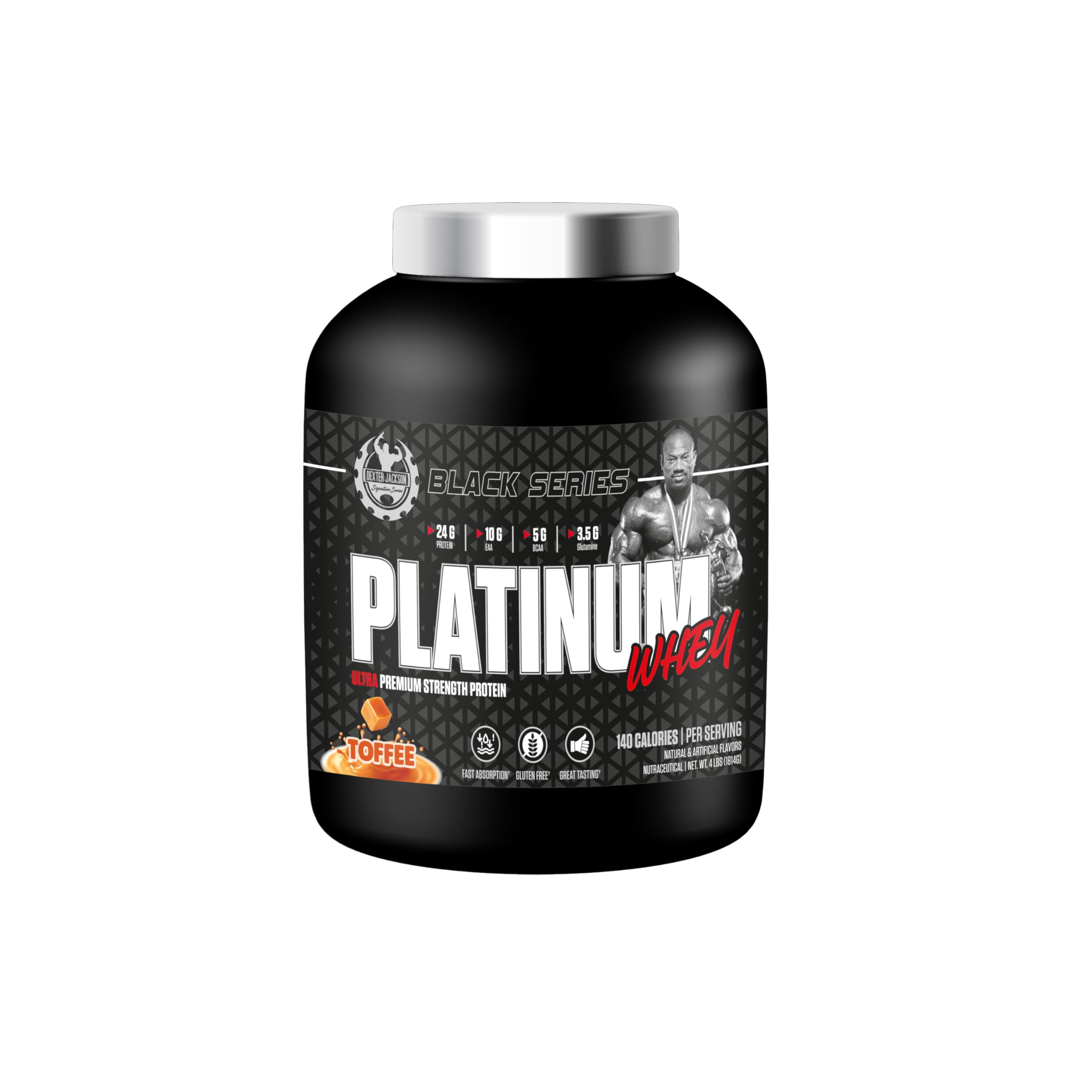 [BRSRAAQKPMMR6YDV] Dexter Jackson Black Series Platinum Whey Protein | 4 lbs | Premium Whey Blend for Muscle Growth & Recovery (4 lbs, TOFFEE)