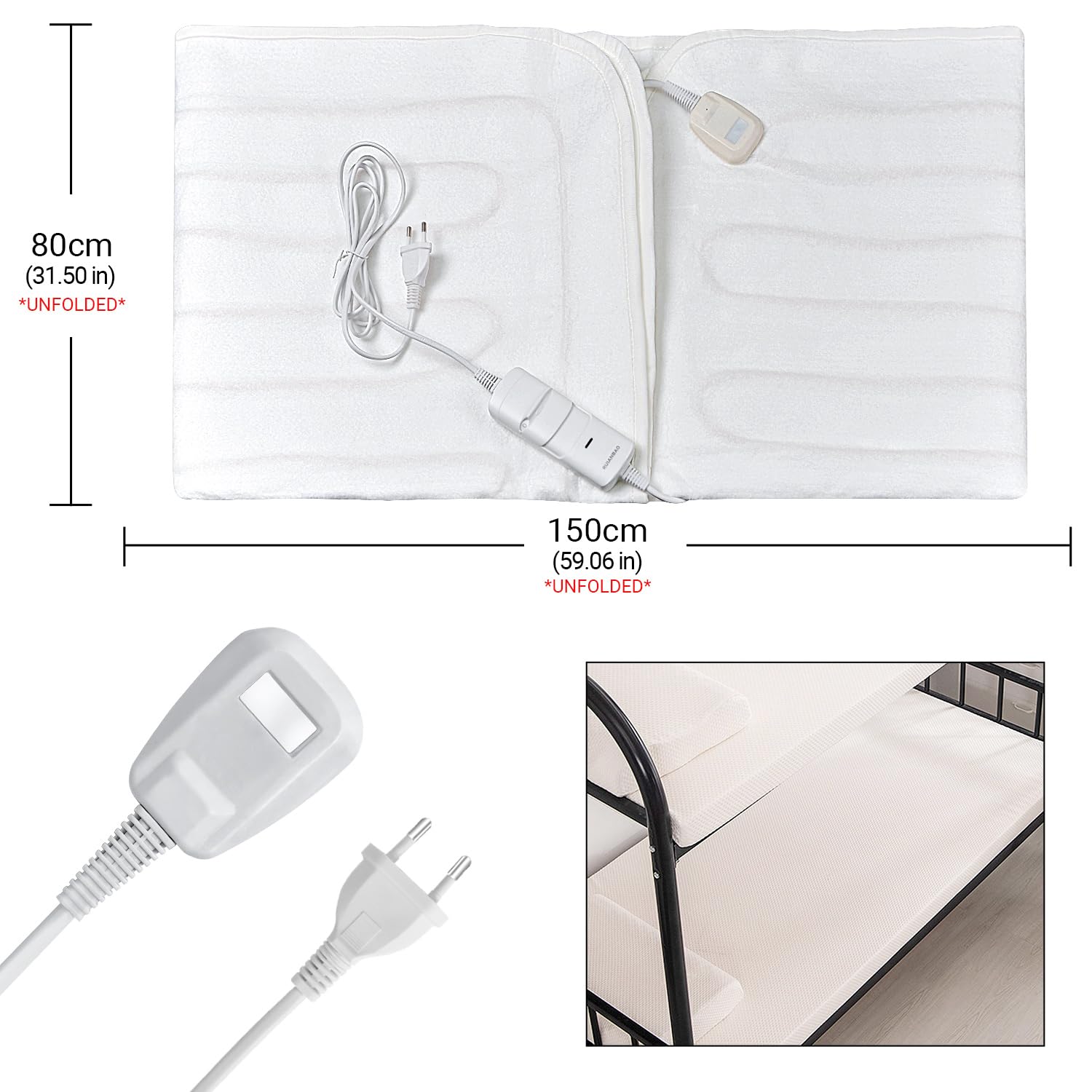 LEEVOT Coperta Termica 150 x 80 cm, 2 Temperature Regolabili Coperta Riscaldante Elettrica, Antimite, Lavabile, Spegnimento Automatico, Timer Programmabile.