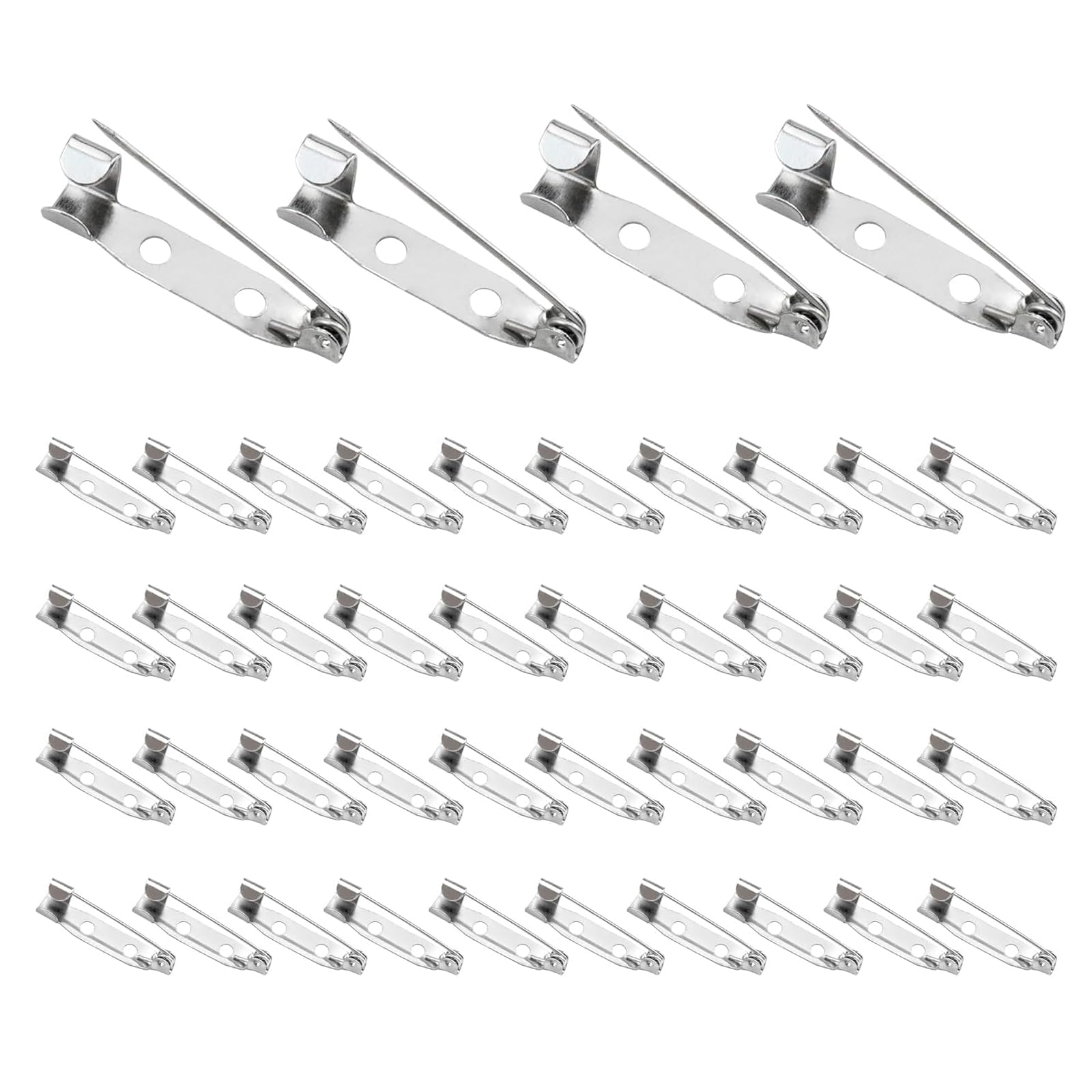 150pcs Silver Brooch Pins Secure Back Clasp with Back Bar Fastener for Jewelry Making DIY Crafts Corsages Name Tags 2.5cm