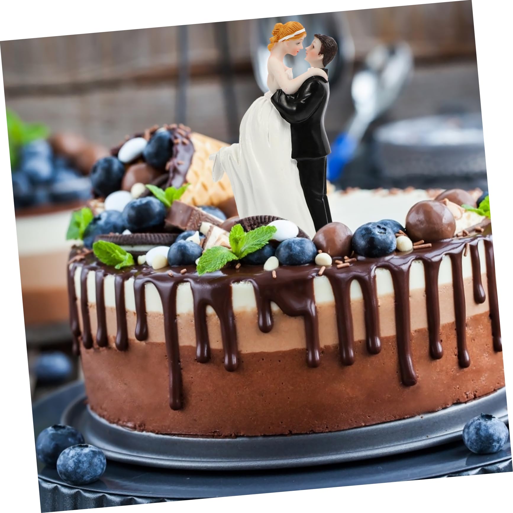 BESTonZON 2stücke Hochzeitsdekoration Kuchen Topper Aus Resin Kreative Tortenfigur Für Hochzeitsfeiern Wiederverwendbar Für Festliche Anlässe Und Romantische Dekorationen