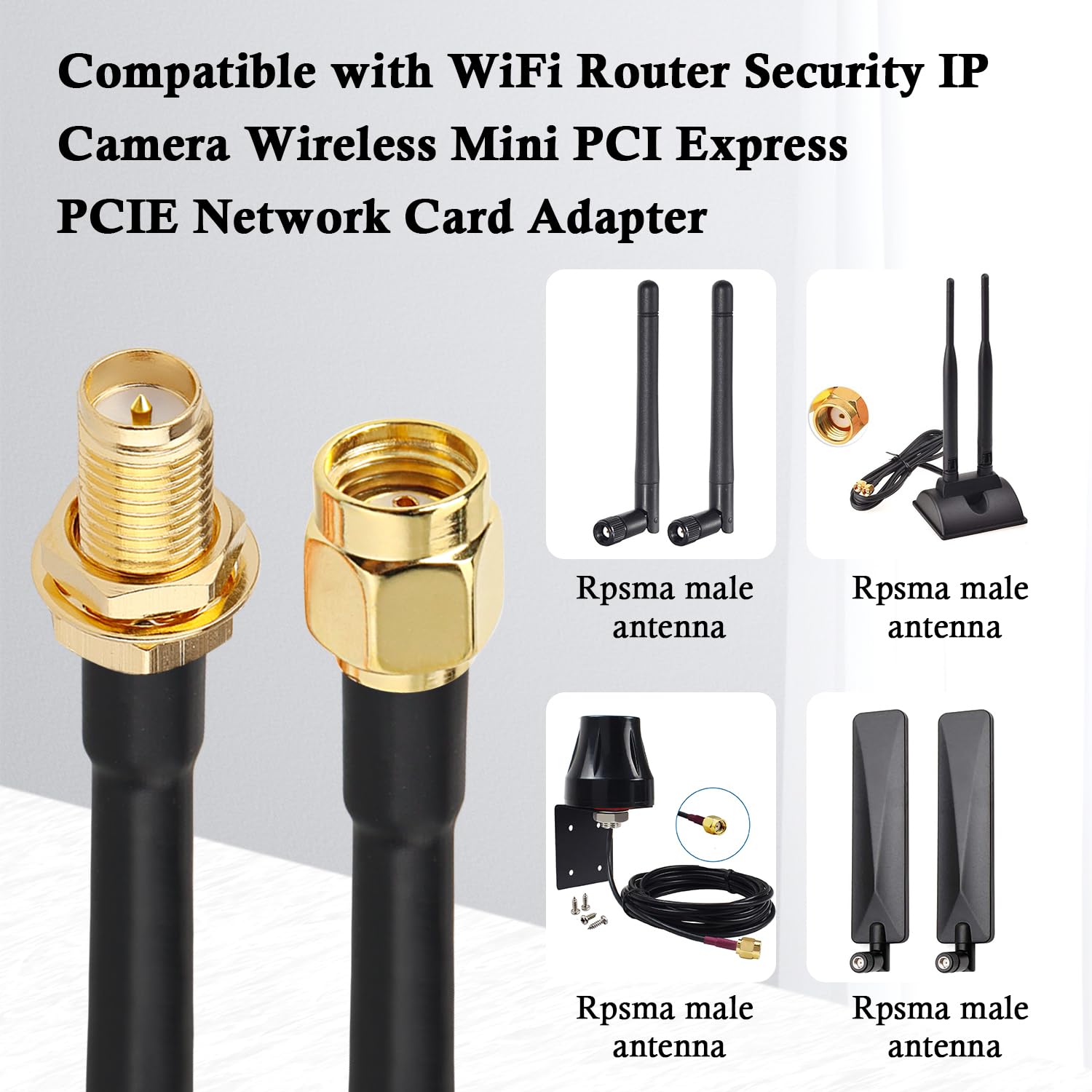 Câble coaxial RP-SMA mâle vers RP-SMA femelle de 7,6 m, câble coaxial RG58 avec montage sur panneau, connecteur plaqué or, câble d'extension RF à faible perte pour antenne WiFi, routeur, FPV, SDR