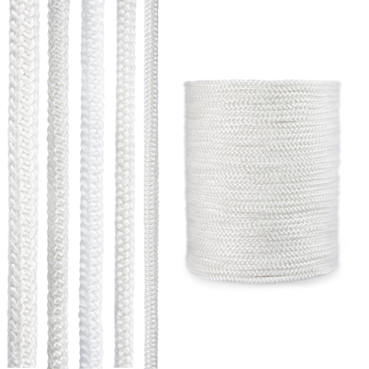 STEIGNER Ofendichtschnur Kamindichtung aus GLASFASERN, hitzebeständig bis 550°C, Weiss, 25m, 14mm, SKD02