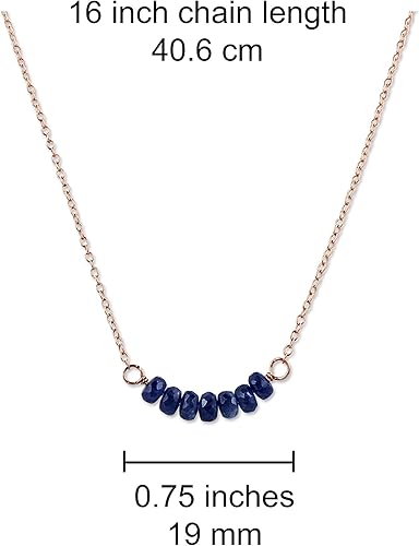 Miniatura 3 de Rebecca Anne Handmade Jewelry Birthstone Bar Necklace, Rose Gold September Sapphire Necklace, 16" with 2" Extender, Personalized Layering Necklace